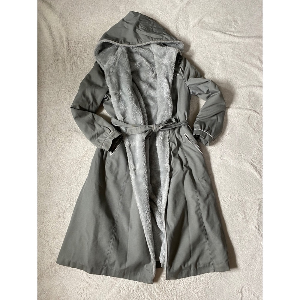 Hooded fur lined trench coat